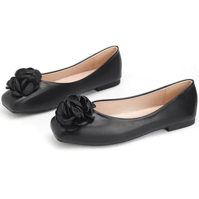 Nouvelles Chaussures Plates pour Femme à Bout Carré, Ornées de Fleurs, à Talon Bas, Style Mule, à Décolleté Bas