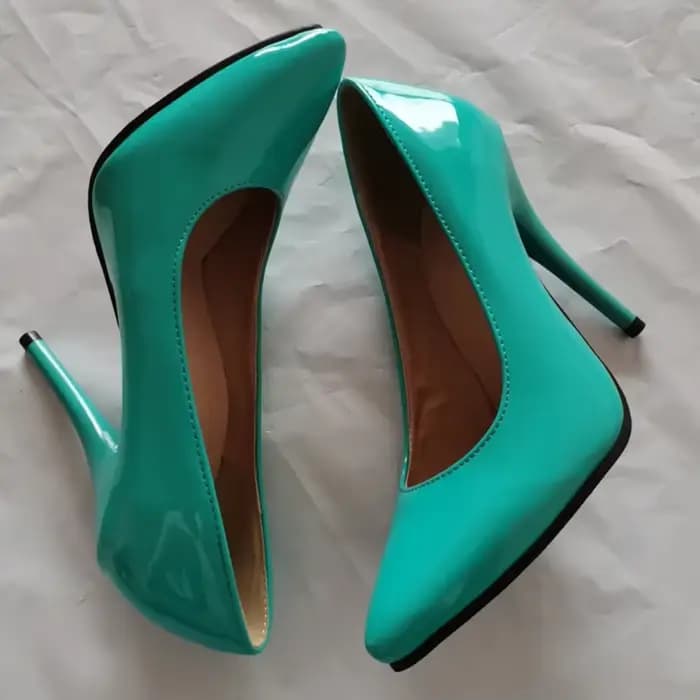 Élégant vert talons hauts pompes chaussures femme nu rouge bleu femmes talon fête bureau