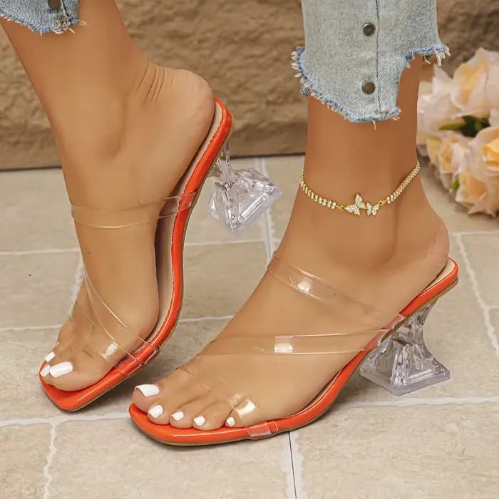 Talons transparents pantoufles femmes été sans lacet chaussures de fête