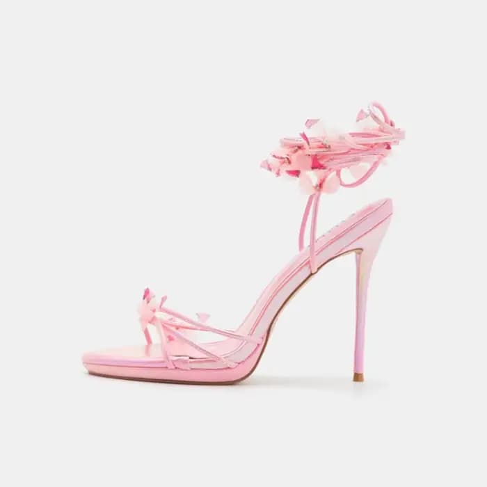 Sandales à talons fins avec nœud papillon pour femmes