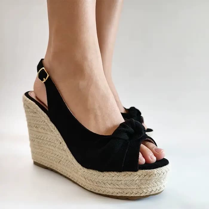 Sandales compensées noires pour femme