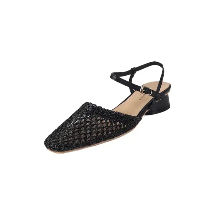 Sandales en cuir brodé style français