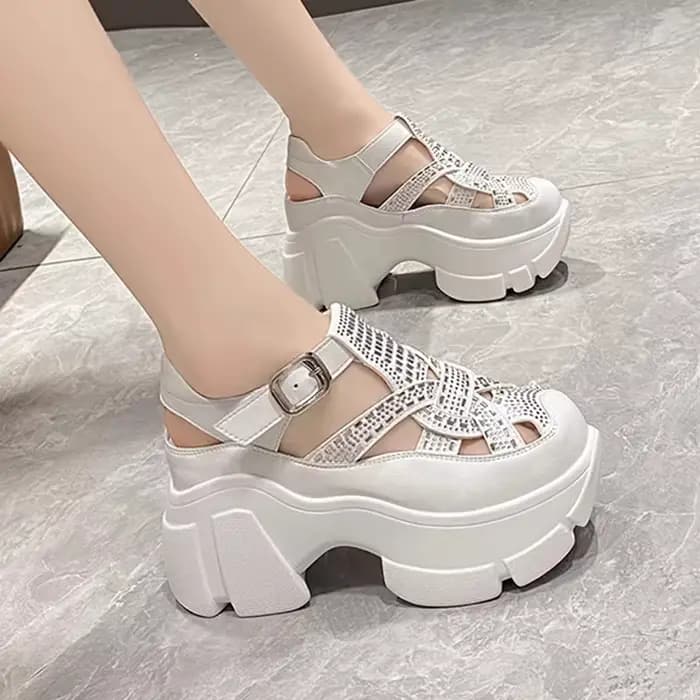 Sandales à Plateforme avec Strass pour Femme
