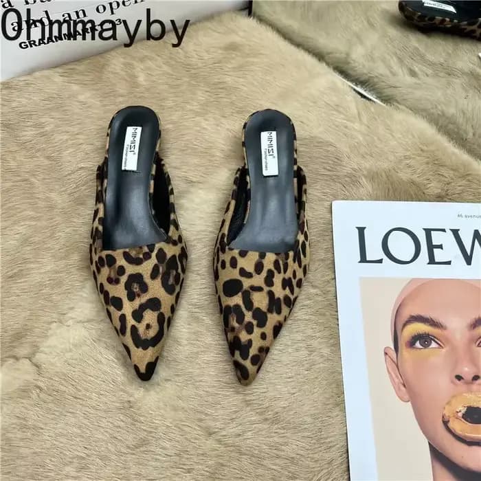 Mules pointues à imprimé léopard pour femmes