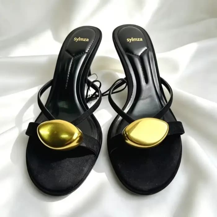Marque de luxe bout ouvert femmes sandales à talons 2025 nouveau Chic décoration en métal