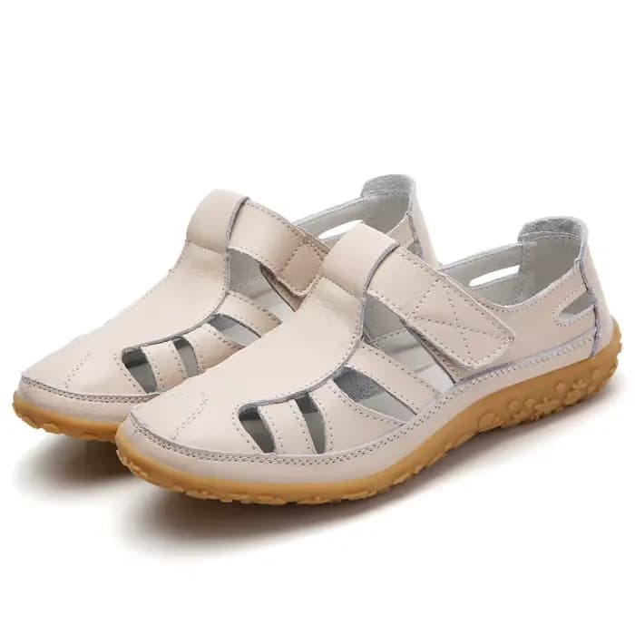 Femmes sandales nouvel été Oxford semelles évider chaussures plates en cuir véritable à la main