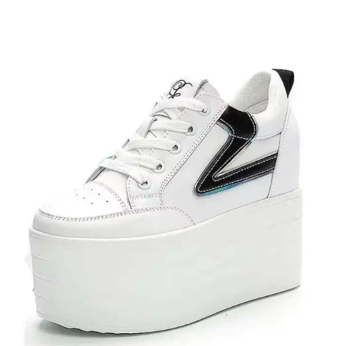 Talons compensés épais en cuir véritable
