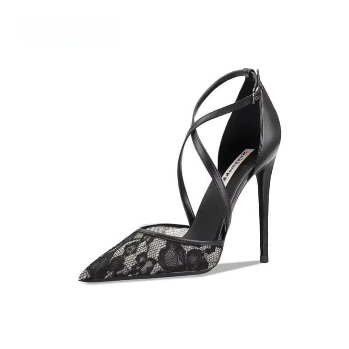 Nouvelles sandales à talons hauts en dentelle noire pour femmes
