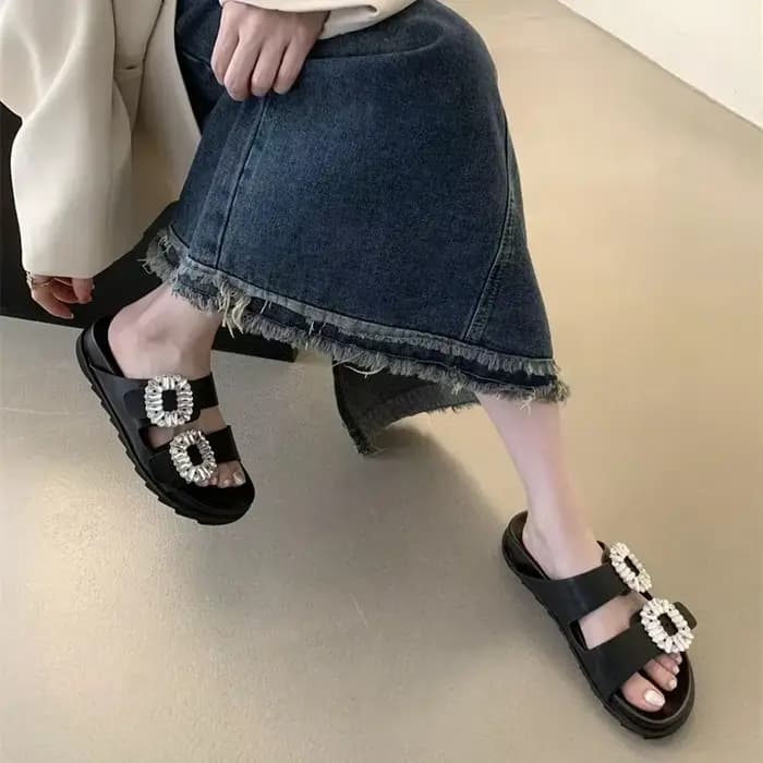 Sandales à Plateforme avec Strass pour Femme