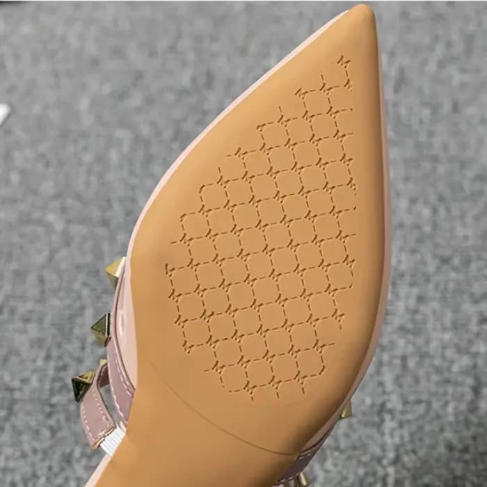 Femmes talons chaussures Promotion clouté concepteur de luxe en cuir verni pantoufles brillant couleurs mélangées sangle couture diapositives bleu rouge 43 42