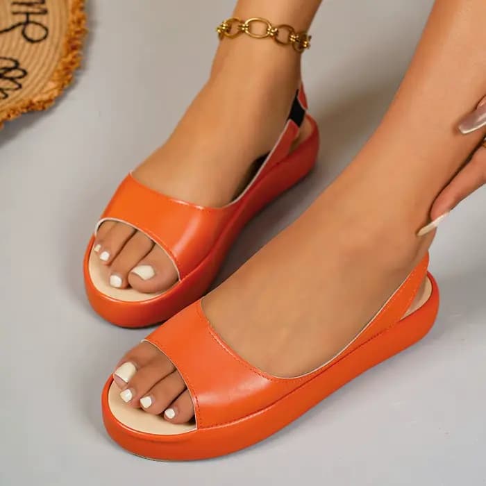 Chaussures plates femmes sandales été mode cuir PU femme confort Slingbacks bout ouvert plate-forme Sandalias