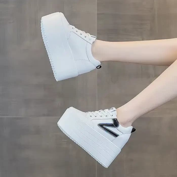 Talons compensés épais en cuir véritable