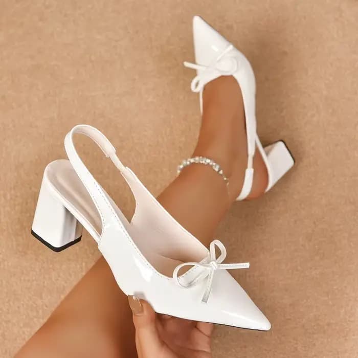 Baotou – sandales à talons bloc, bout pointu, bouche peu profonde, nœud, une sangle antidérapante, talons hauts résistants à l'usure, nouvelle collection automne