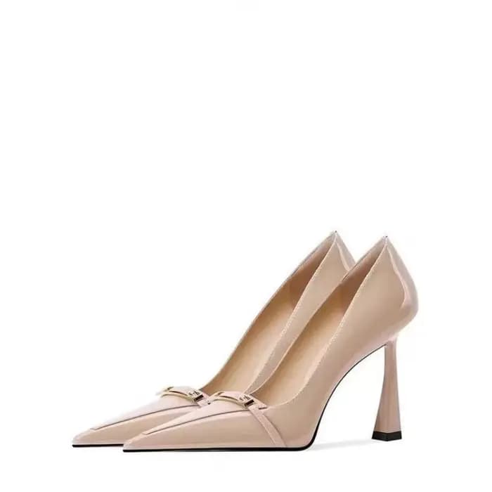 Nouveau noir talons hauts sans pieds d'arrimage 2025 automne polyvalent bout pointu chaussures simples tempérament