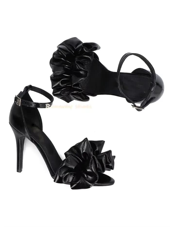Sandales de luxe noires à talons hauts fins pour femme 2026