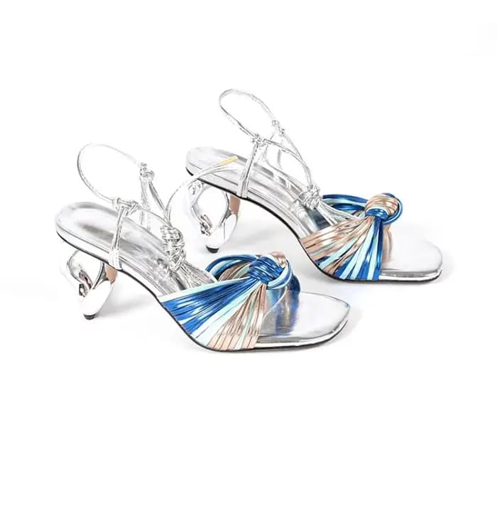 Sandales Tressées Colorées à Talon en Forme de 7cm pour Femme