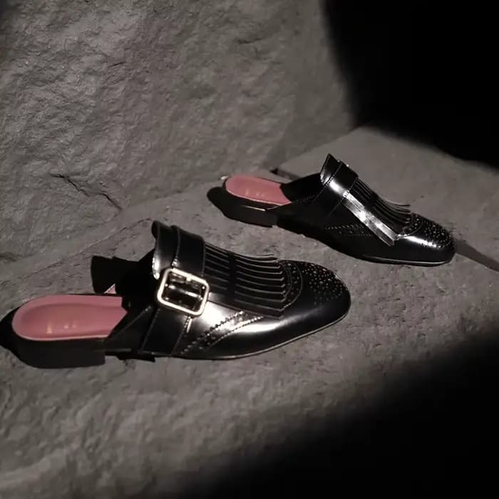 2025 nouvelles Mules d'été femmes sandales chaussures pour femmes bout carré talon bas femmes pantoufles couverture orteil Slingback glands sandales