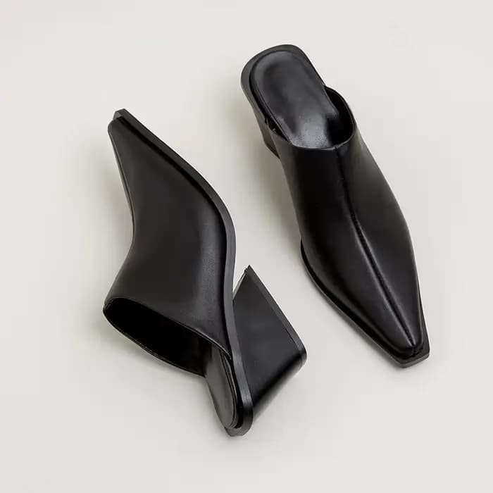 Mules en cuir véritable pour femmes