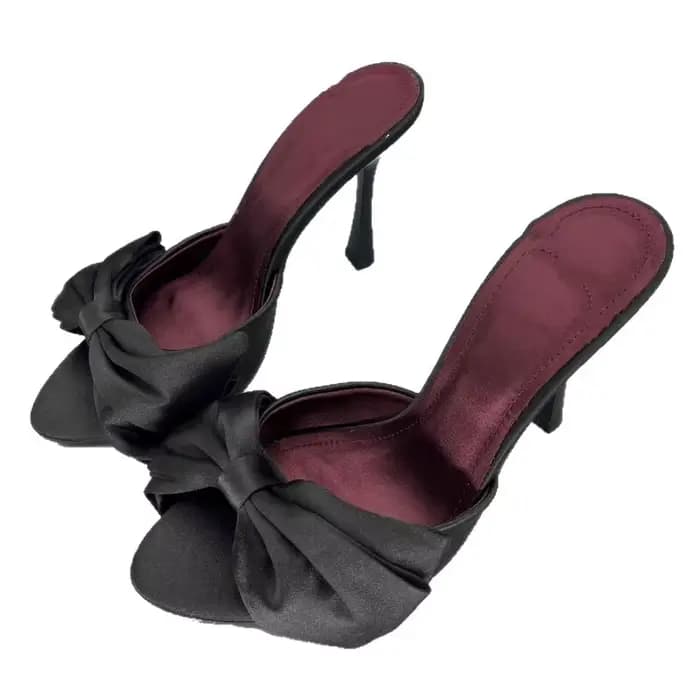 Mules à talon haut grande taille style français avec nœud
