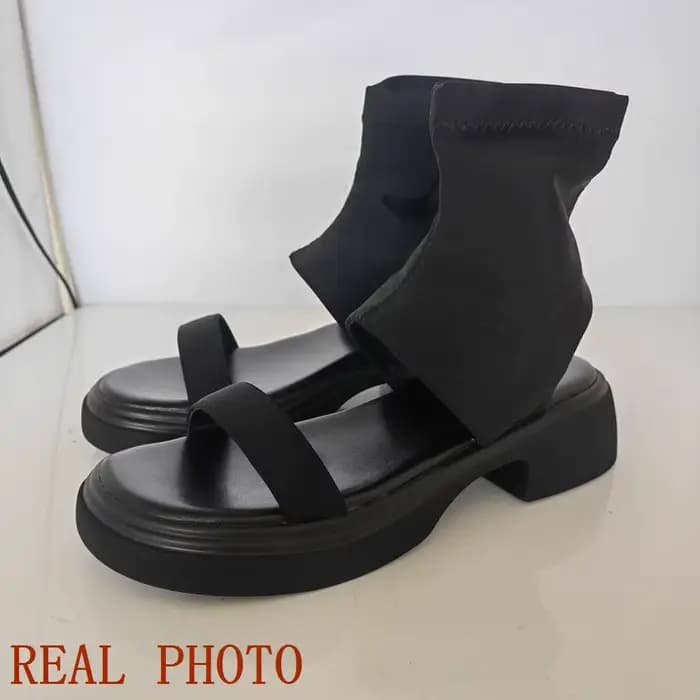 ANOVISHANA 2025 nouveau Design femmes sandales bout rond talons épais 5cm sans lacet grande taille 41 42 43 33 doux quotidien femme chaussures été