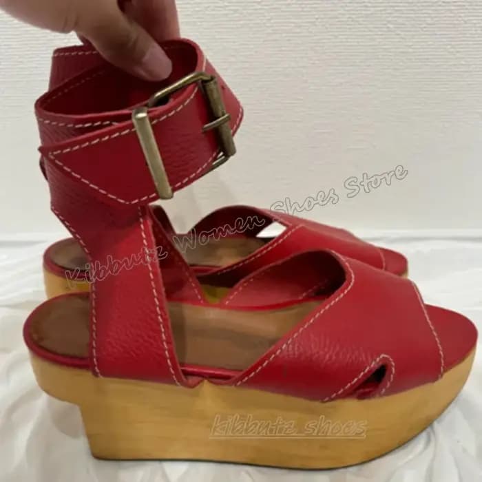Mule pompe plate-forme couleur mixte mode élégant concis luxe femmes chaussures nouvelle boucle sangle bout rond hauteur augmentant en cuir