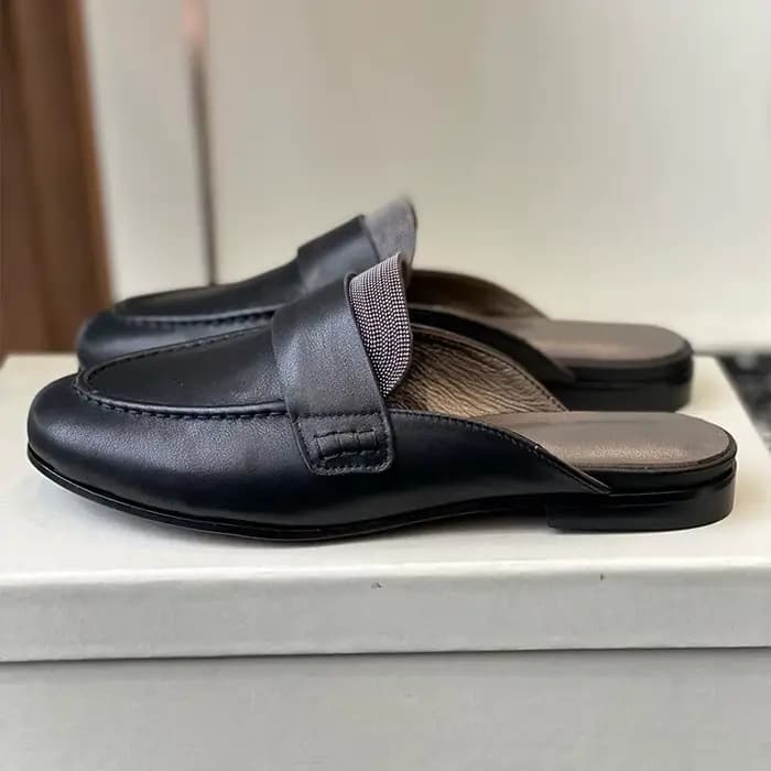 Mules paresseuses plates en daim pour femmes