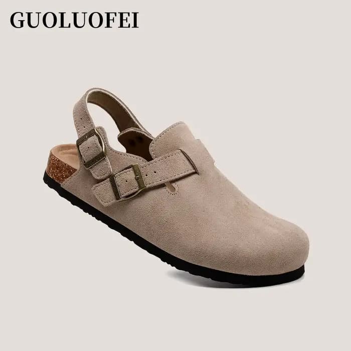 Sabots en daim pour femmes – Sandale sabot slingback réglable avec boucle