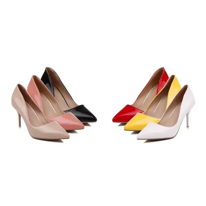 Talons hauts aiguilles à bout pointu pour femmes en jaune