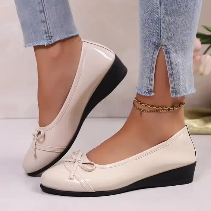 Escarpins rétro à bout rond et talons compensés pour femmes