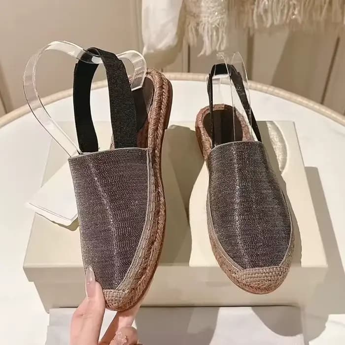 Chaussures de pêcheur femmes chaîne perle Baotou sandales plates corde de chanvre tissage semelle épaisse Sandalias