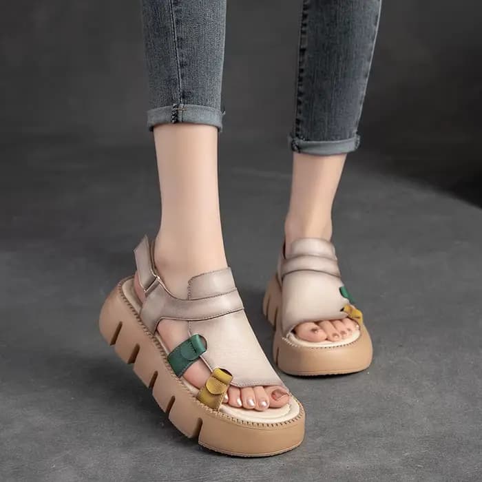 DRKANOL 2026 Sandales en cuir véritable faites à la main pour femme