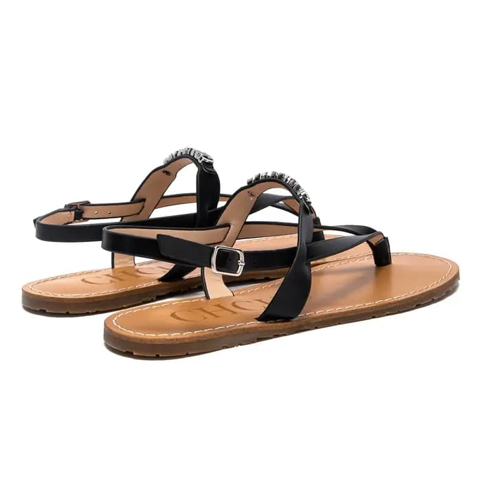 Sandales plates noires simples pour femmes