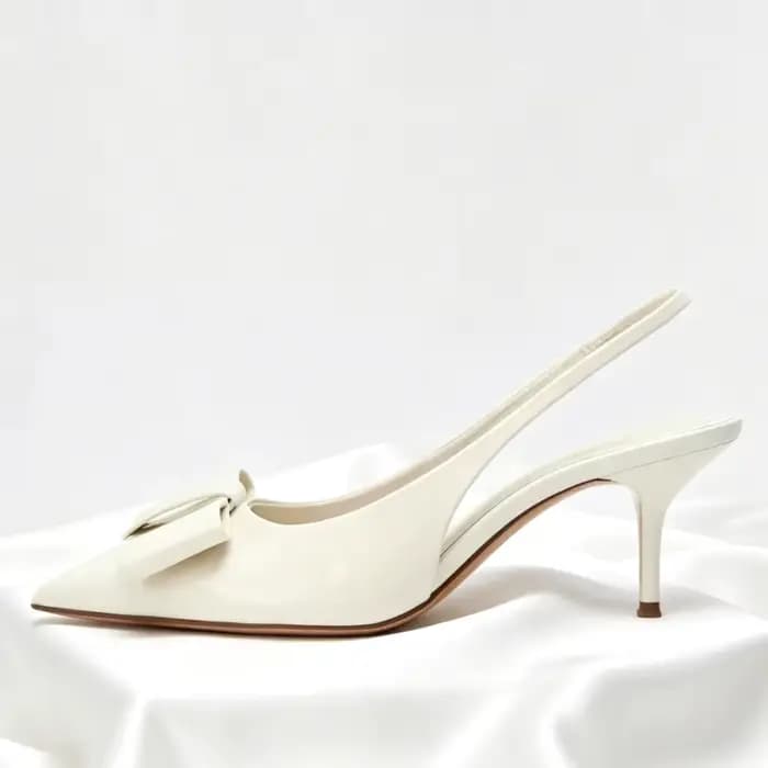 Sandales de créateur en cuir verni avec nœud papillon pour dames