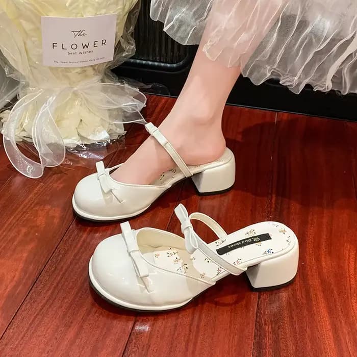 Bow Mary Jane Baotou sandales femmes 2025 été nouveau vêtement extérieur fée jupe mode bloc talon talons hauts