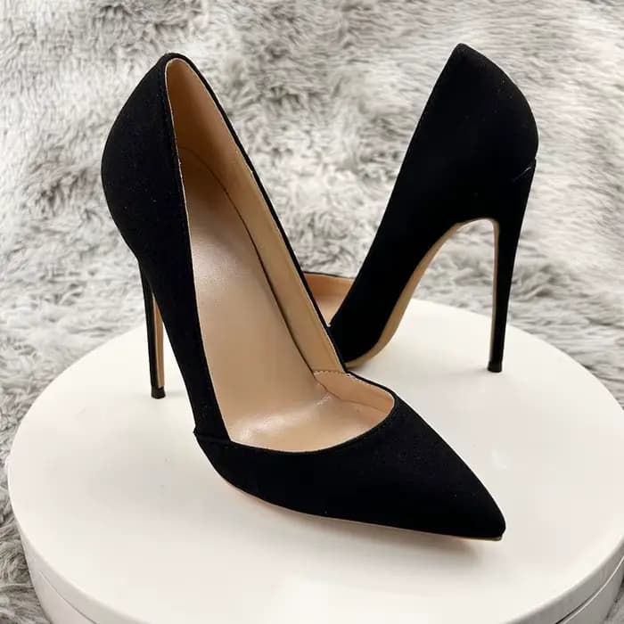 Escarpins à talons aiguilles en daim gris pour femmes