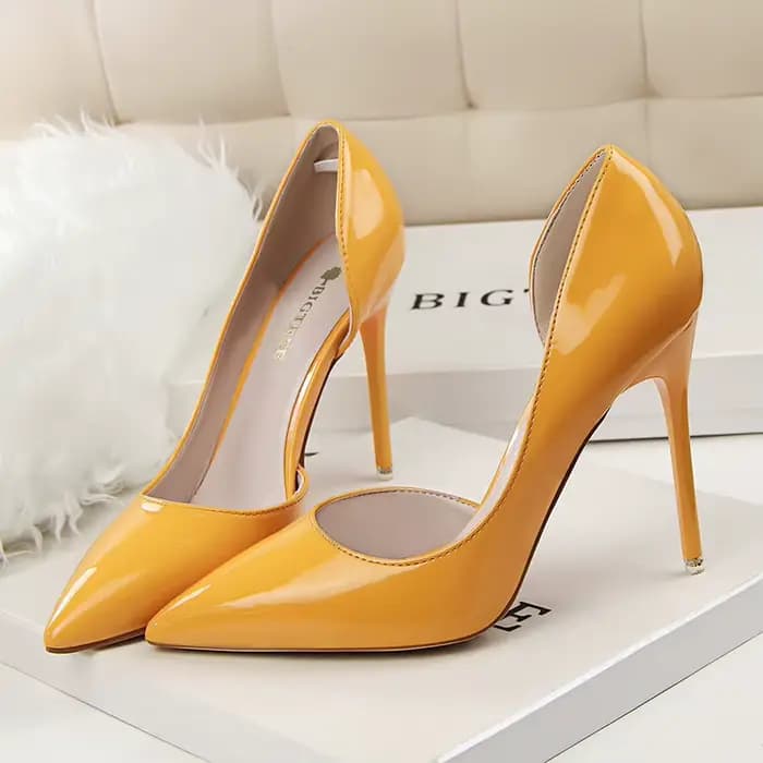 Escarpins jaunes à talons hauts 7.5cm 10.5cm pour femmes