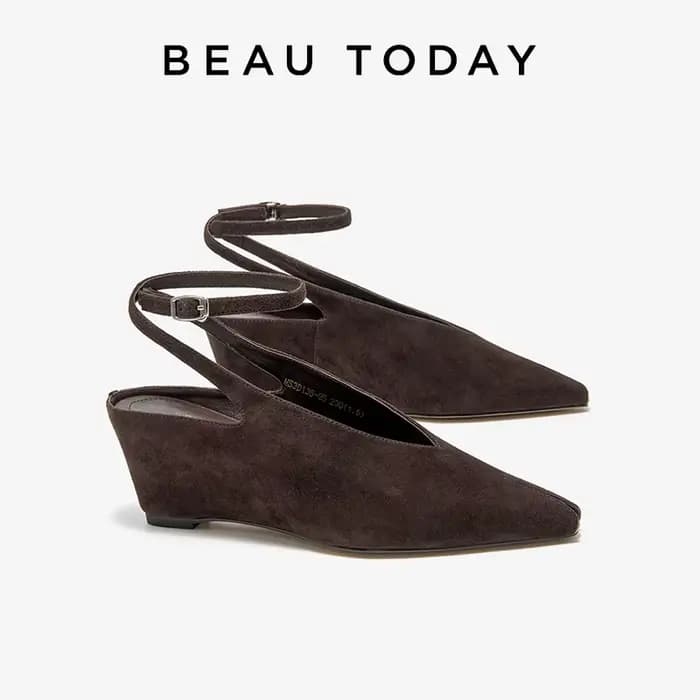 BEAUTODAY – escarpins fantaisie en daim de mouton pour femmes