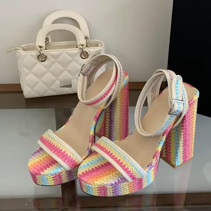 Sandales pour femme Eilyken sexy à boucle tressée camouflage