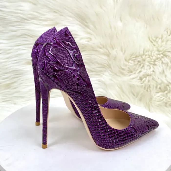 Chaussures de luxe violettes à talons hauts pour femmes