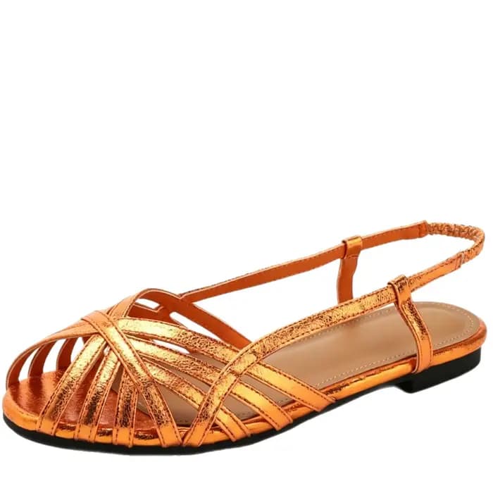 Nouvelles sandales plates style romain orange 2026 à brides croisées