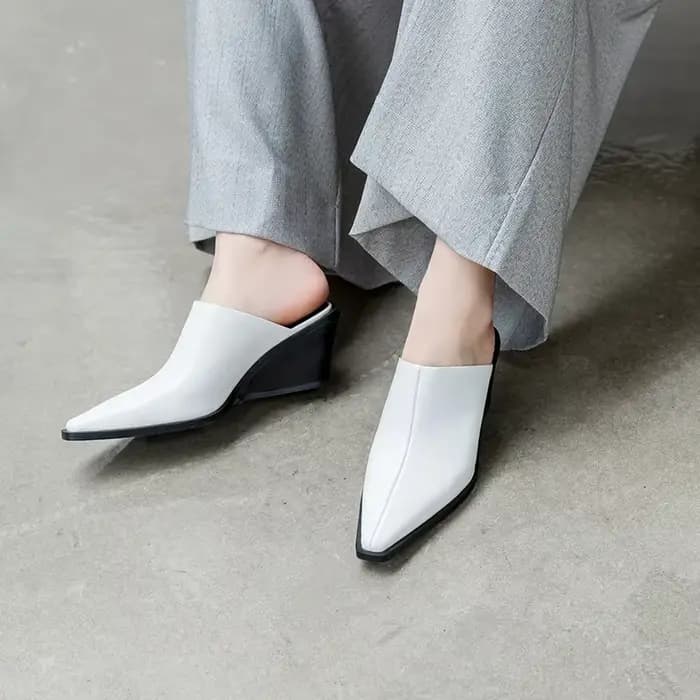 Mules en cuir véritable pour femmes