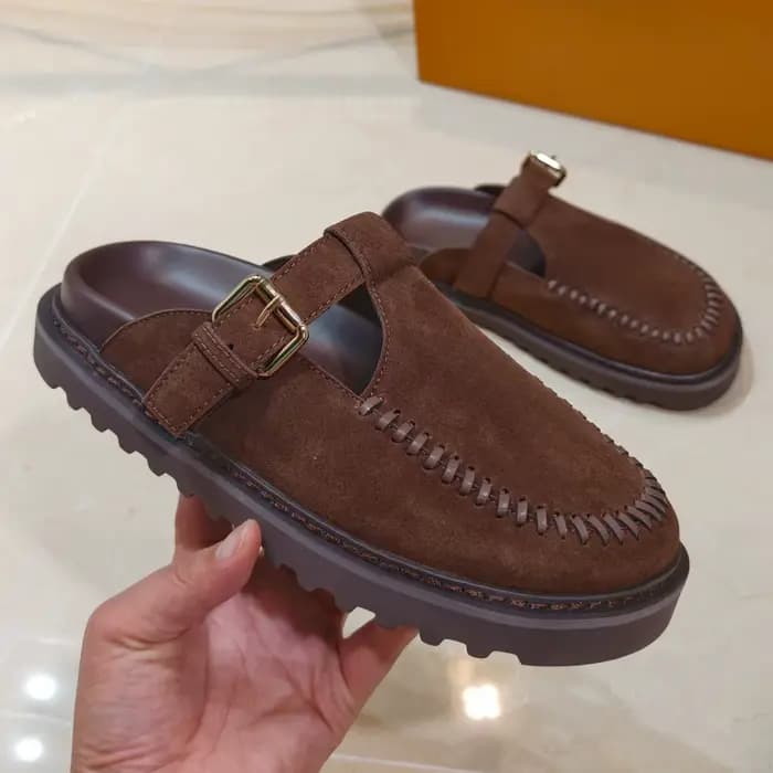 Mules à boucle en daim pour femme 2026