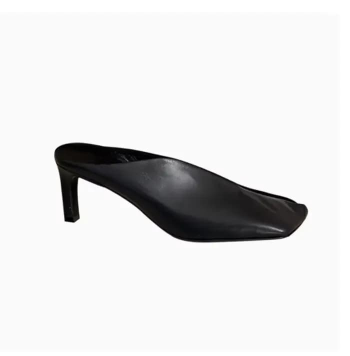 2025 bout carré découpé Mules femmes en cuir PU diapositives sandales pantoufles d'extérieur bureau dame chaussures Med escarpins à talons bas mode 2025