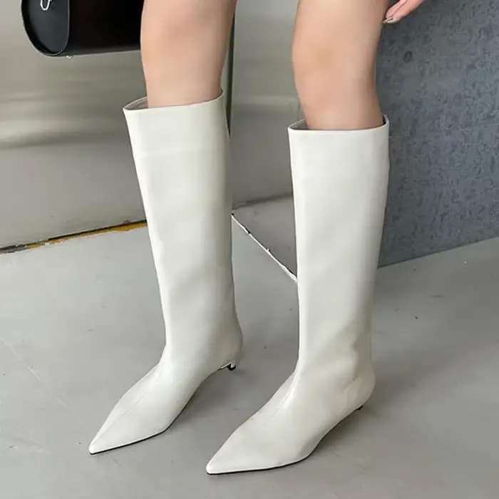 Bottes hautes en cuir pointues pour femmes