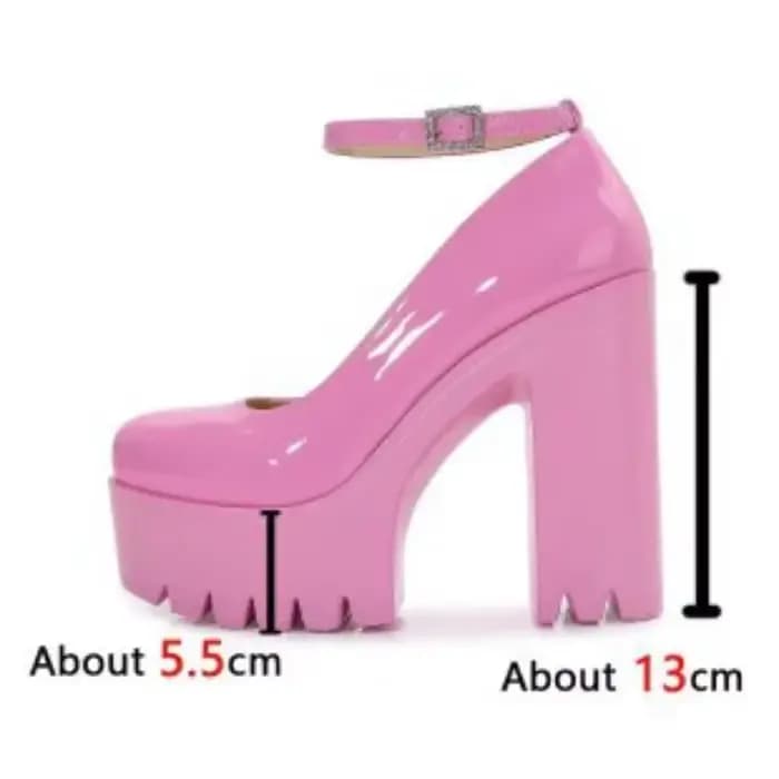 Escarpins sexy pour femmes à talons épais et plateforme noirs