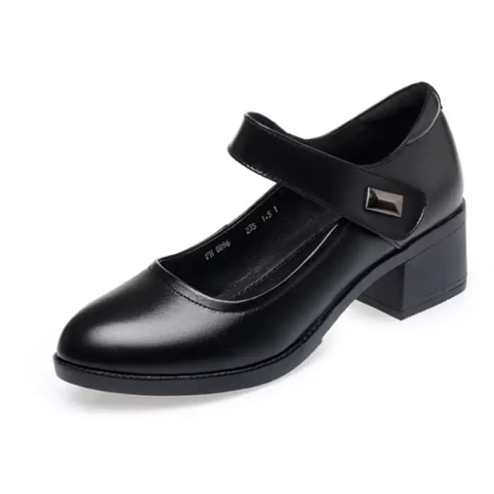 Zapatos-Cute Round Parker Black BuilStrap Escarpins pour femmes