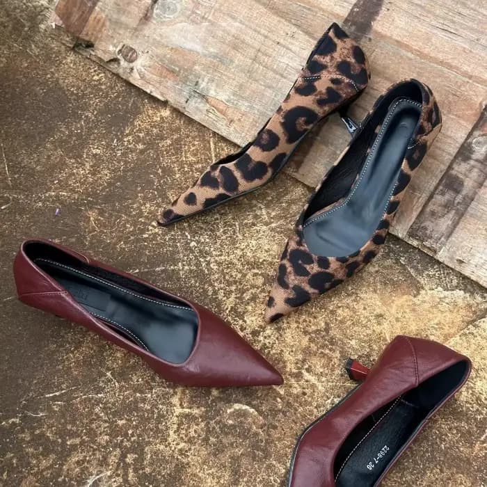 Printemps Design imprimé léopard femme pompes bout pointu mince talons bas élégant fête femme pompes à talons hauts Zapatos De Mujer