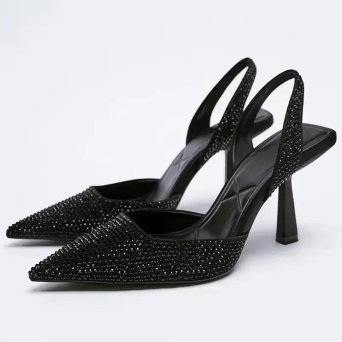 Escarpins à talons hauts 2025 été nouvelle marque sandales pour femmes mode boucle en cristal Slingback