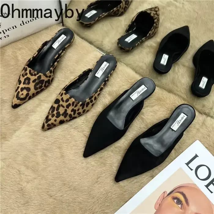 Mules pointues à imprimé léopard pour femmes