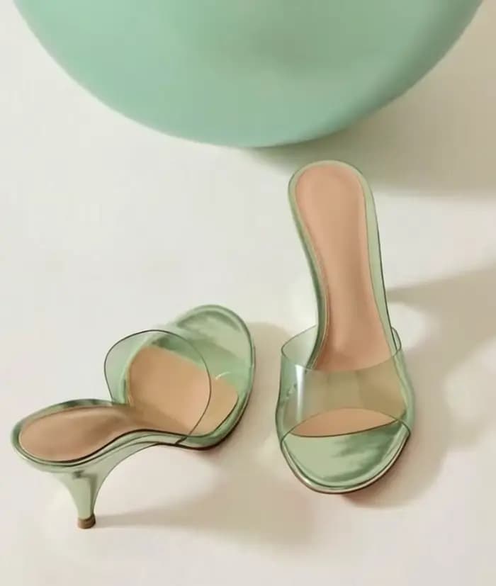 Nouvelles sandales d'été vert menthe à talons ouverts